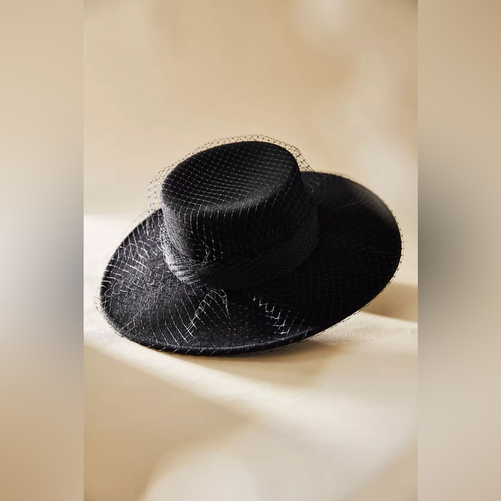 Anthropologie Eugenia Kim Lena Black Birdcage Hat